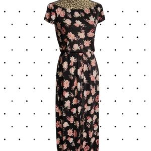 Black and pink wiggle romper w skirt off shoulder